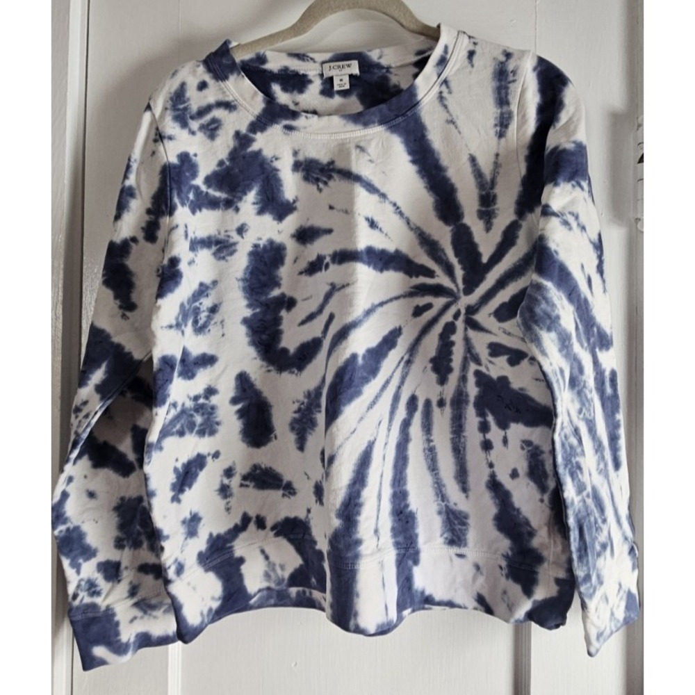 J.Crew Tie-Dye Crewneck‎ Sweatshirt | Blue & White Swirl | Size M